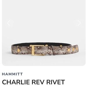 Hammitt Charlie Reversible Belt Small Contrast Snake/Black/Brushed Gold